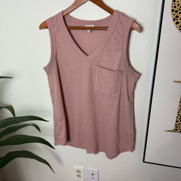BiBi Dusty Mauve Waffle Knit Tank Top – Size M - Picture 1 of 4